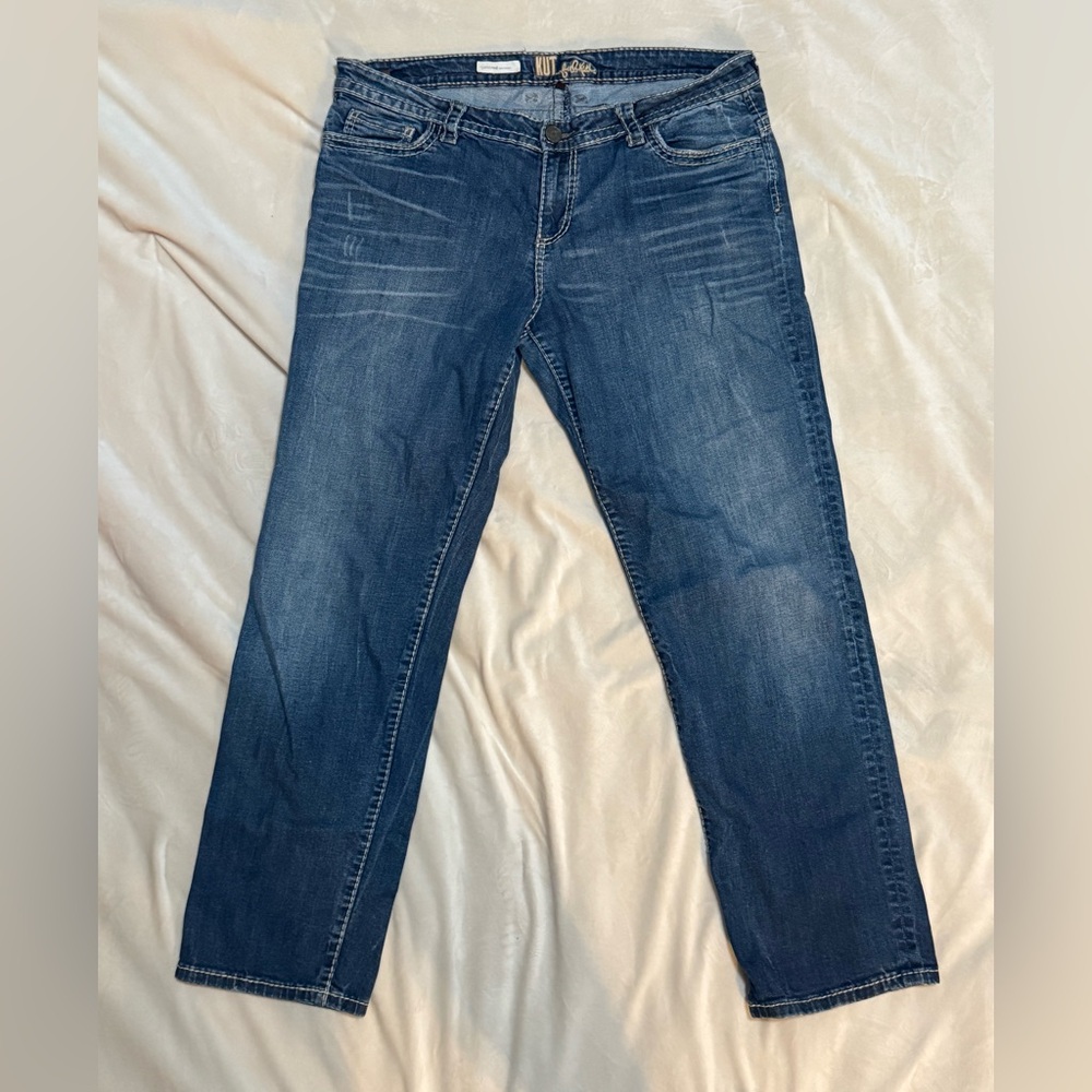 Kut From the Kloth Catherine Boyfriend Jeans Womens 14 Blue Denim Straight Leg